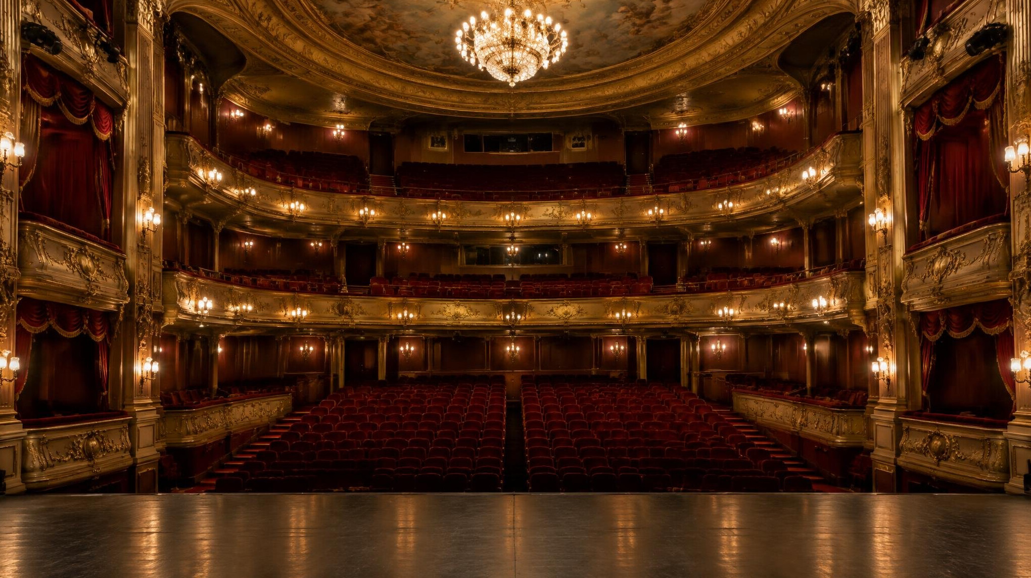 Historic theatre interior with warm lighting