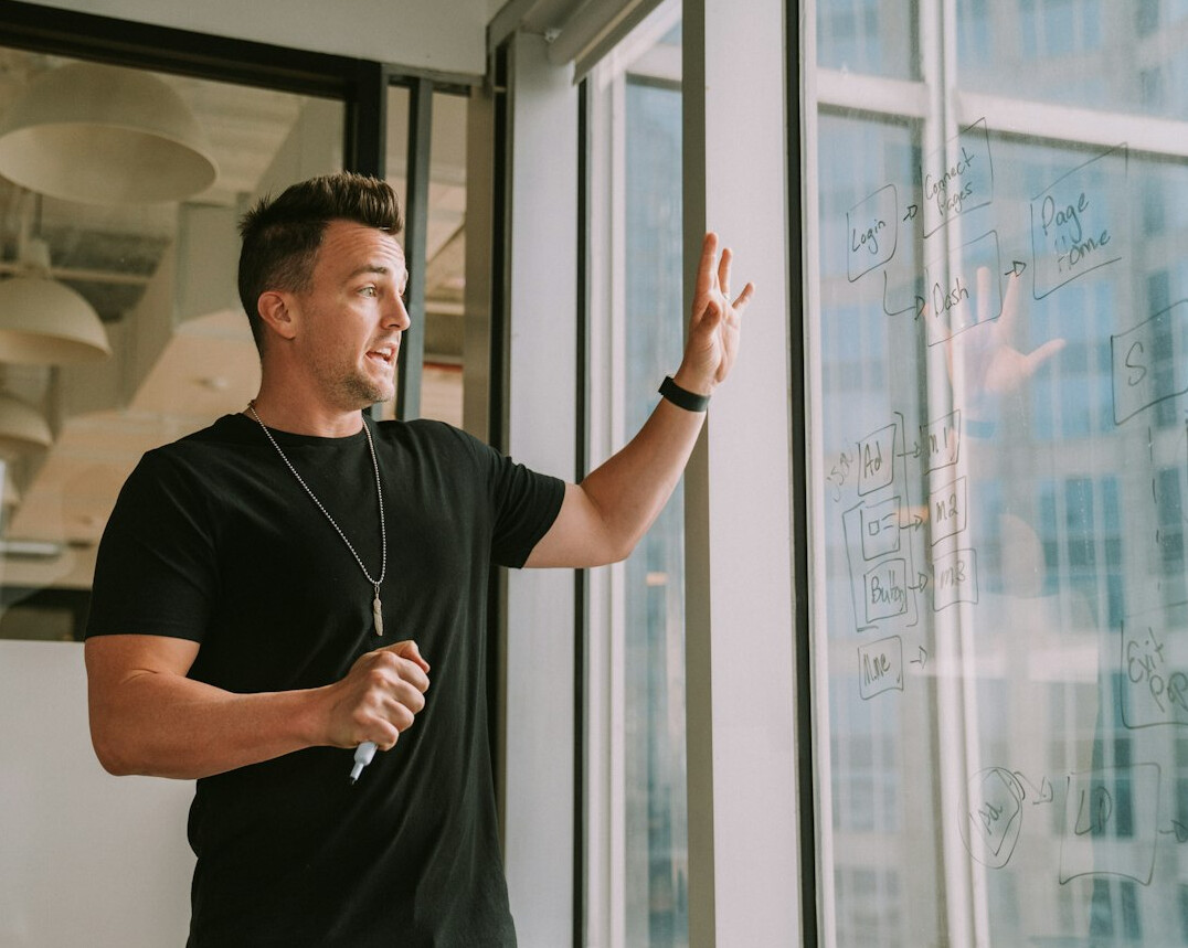 man practicing speech