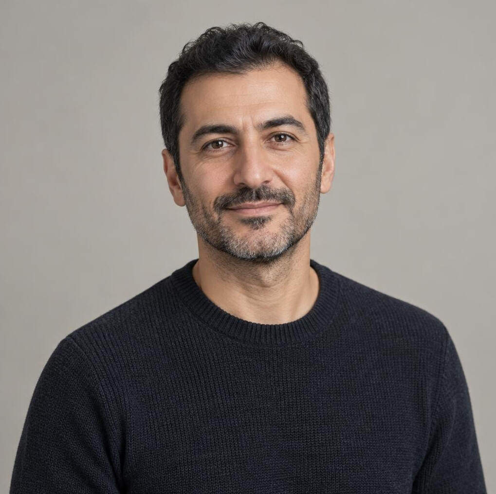 Portrait of a man in a neutral studio
